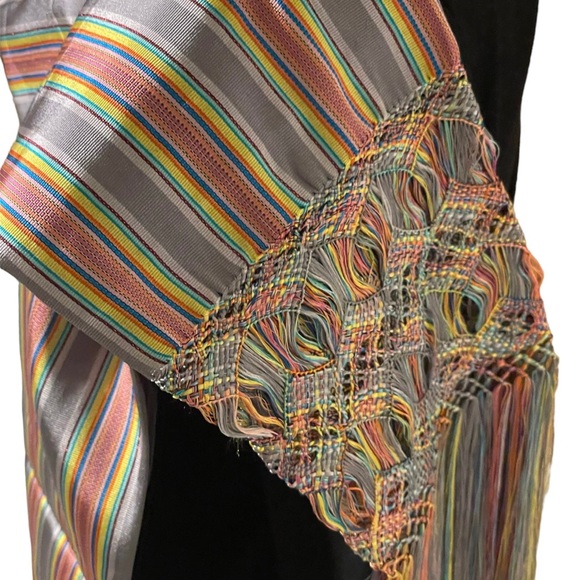 Mexican Shawl, Mexican Pashmina, Striped Shawl, Handcrafted Shawl, Rebozo - Picture 8 of 16